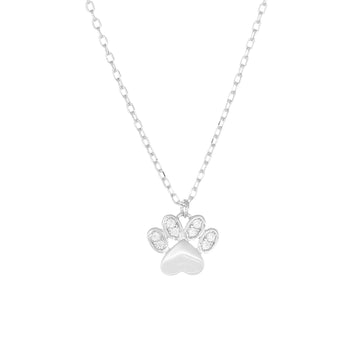 Collana donna Amen Animalier in argento con zampetta di zirconi bianchi CLZABBZ-1