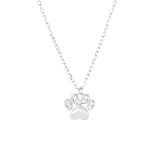 Collana donna Amen Animalier in argento con zampetta di zirconi bianchi CLZABBZ-1