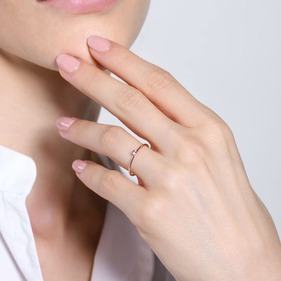 Anello solitario Burato Solitaire donna oro rosa zaffiro rosa 0,05ct CM984-2