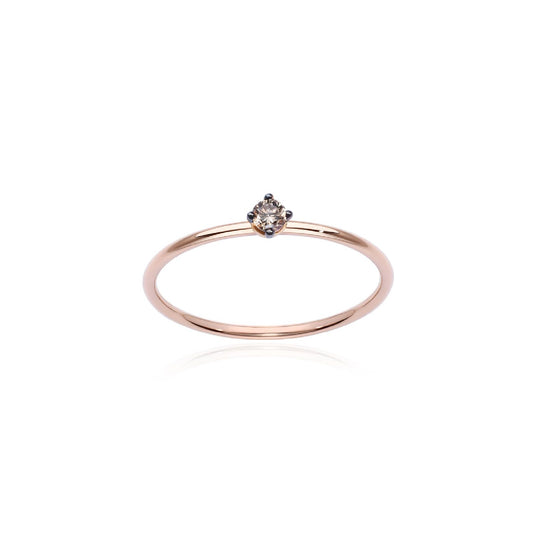 Anello solitario Burato Solitaire donna oro rosa e diamante marrone 0,05ct CM986-1