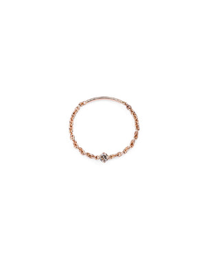 Anello solitario Burato Solitaire da donna in oro rosa 18kt con catena morbida e diamante marrone di 0,05ct CM991