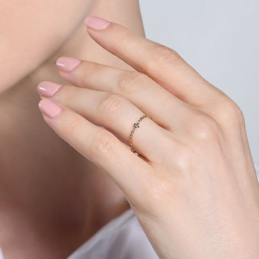 Anello solitario Burato Solitaire donna oro rosa catena morbida diamante marrone 0,05ct CM991-2