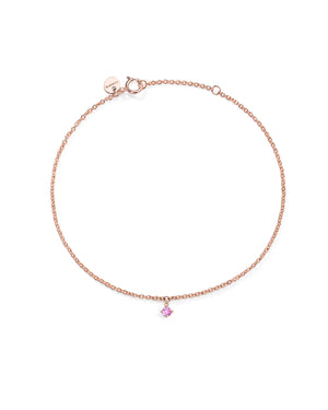 Bracciale catena Burato Solitaire da donna in oro rosa 18kt con ciondolo in zaffiro rosa di 0,05ct CM992
