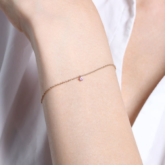 Bracciale Burato Solitaire donna oro rosa con zaffiro rosa di 0,05ct CM992-2