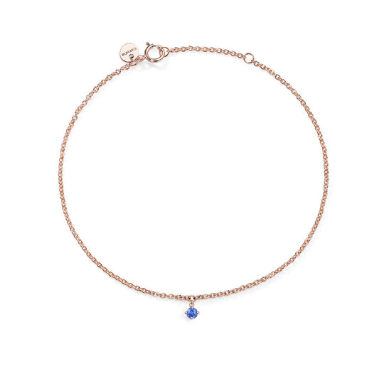 Bracciale Burato Solitaire donna oro rosa con zaffiro blu di 0,05ct CN281-1