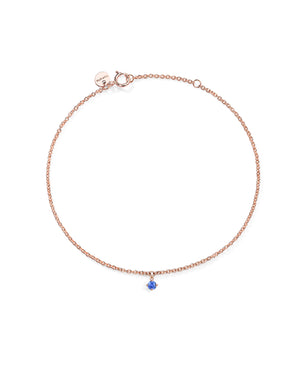 Bracciale catena Burato Solitaire da donna in oro rosa 18kt con ciondolo in zaffiro blu di 0,05ct CN281