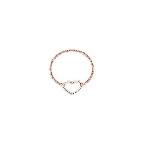 Anello Burato Con Amore donna oro rosa con catenina e cuore CN283-1
