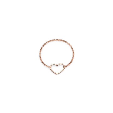 Anello Burato Con Amore donna oro rosa con catenina e cuore CN283-1
