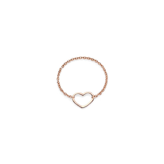 Anello Burato Con Amore donna oro rosa con catenina e cuore CN283-1