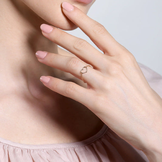 Anello Burato Con Amore donna oro rosa con catenina e cuore CN283-2