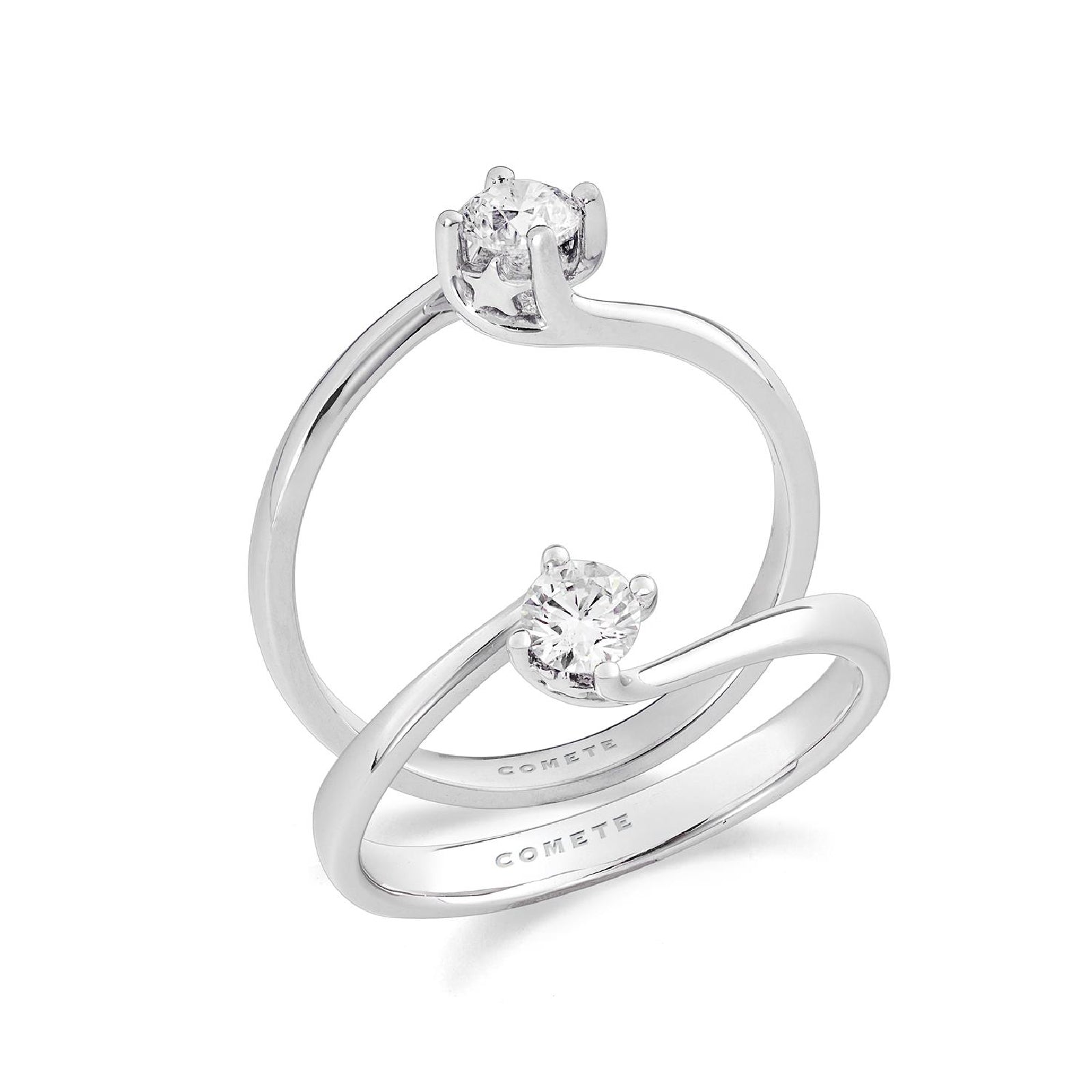Anello Comete in oro bianco 18kt con diamante bianco 0,2ct SU MISURA