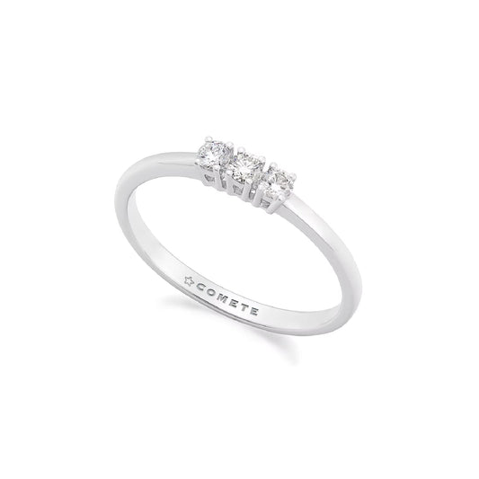 Anello trilogy Comete in oro bianco 18kt e dimanti 0,21ct SU MISURA