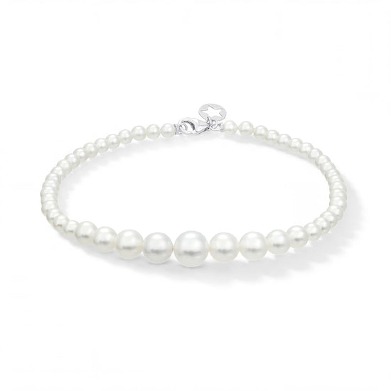 Bracciale Comete in oro bianco con perle coltivate 3/7 mm 18 cm