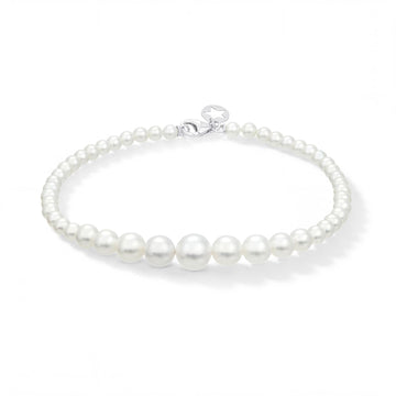 Bracciale Comete in oro bianco con perle coltivate 3/7 mm 18 cm