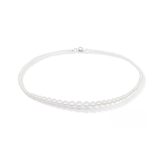Collana girocollo Comete in oro bianco perle coltivate 3/8mm MISURA UNICA