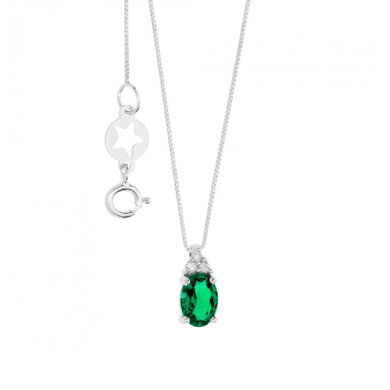 Collana girocollo Comete in oro bianco 18kt con smeraldo MISURA UNICA