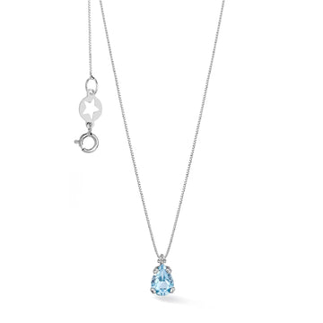 Collana Comete in oro bianco diamanti e topazio goccia MISURA UNICA