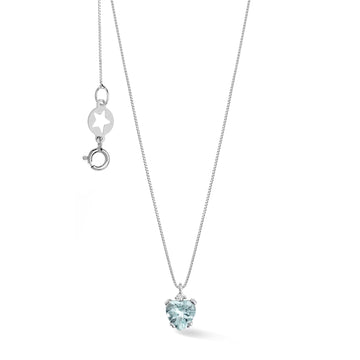 Collana Comete in oro bianco diamanti e acquamarina cuore MISURA UNICA