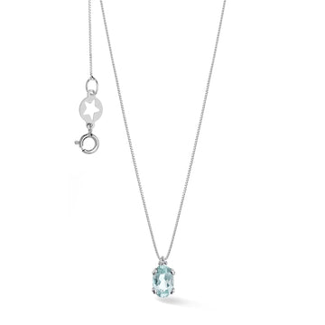 Collana Comete in oro bianco con diamanti e acquamarina MISURA UNICA