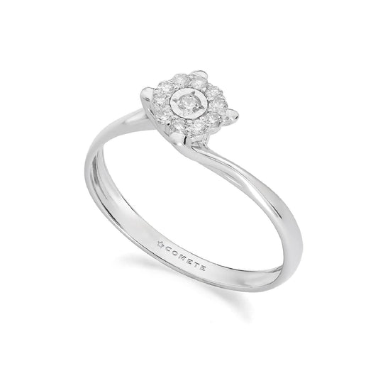 Anello Comete donna in oro bianco 9kt e diamanti 0,07 ct G SI 13