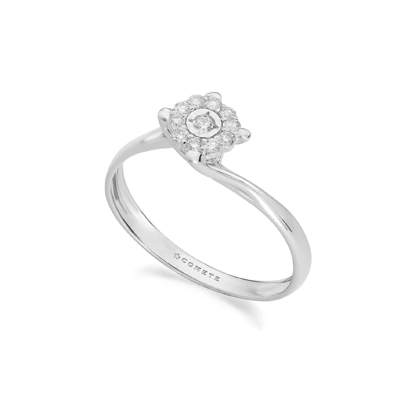 Anello Comete donna in oro bianco 9kt e diamanti 0,10 ct G SI 13
