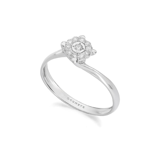 Anello Comete donna in oro bianco 9kt e diamanti 0,10 ct G SI 13