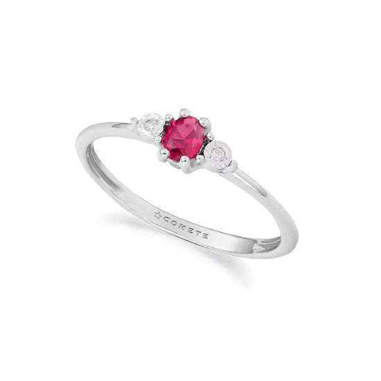 Anello Comete in oro bianco 9kt dimanti e rubino 0,2ct SU MISURA