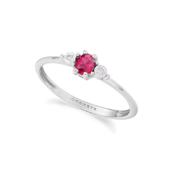 Anello Comete in oro bianco 9kt dimanti e rubino 0,2ct SU MISURA