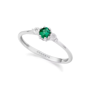 Anello Comete in oro bianco 9kt dimanti e smeraldo 0,16ct SU MISURA