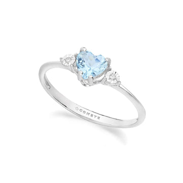 Anello Comete oro bianco diamanti 0,015 ct cuore acquamarina 13