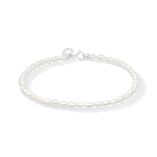 Bracciale Comete in oro bianco con perle coltivate 3/3,5 mm 18 cm