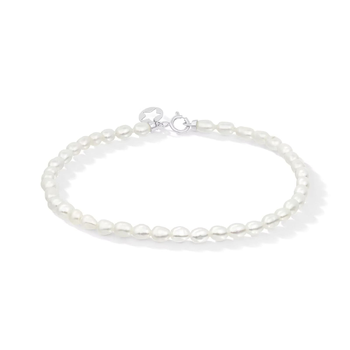 Bracciale Comete in oro bianco con perle coltivate 3/3,5 mm 18 cm