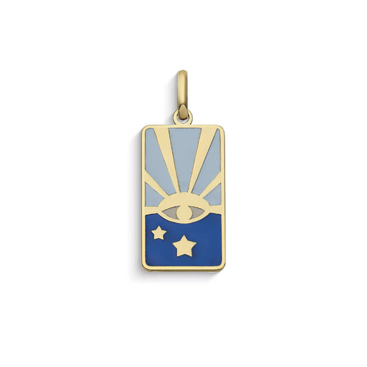 Ciondolo Comete Stella bag in oro con simbolo occhio grigio MISURA UNICA