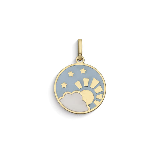 Ciondolo Comete Stella bag in oro giallo con nuvole e sole MISURA UNICA
