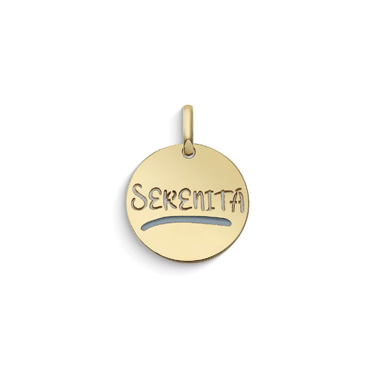 Ciondolo Comete Stella bag in oro giallo con scritta Serenità MISURA UNICA