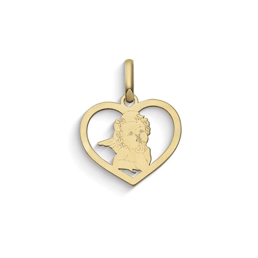 Ciondolo Comete Stella bag in oro giallo con cuore e angelo MISURA UNICA