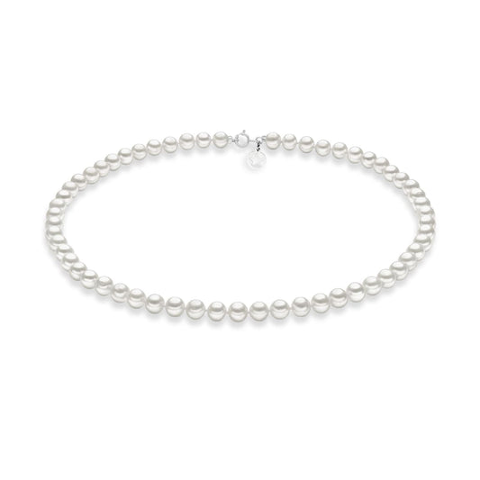 Collana girocollo Comete oro bianco perle coltivate 5/5,5 mm MISURA UNICA