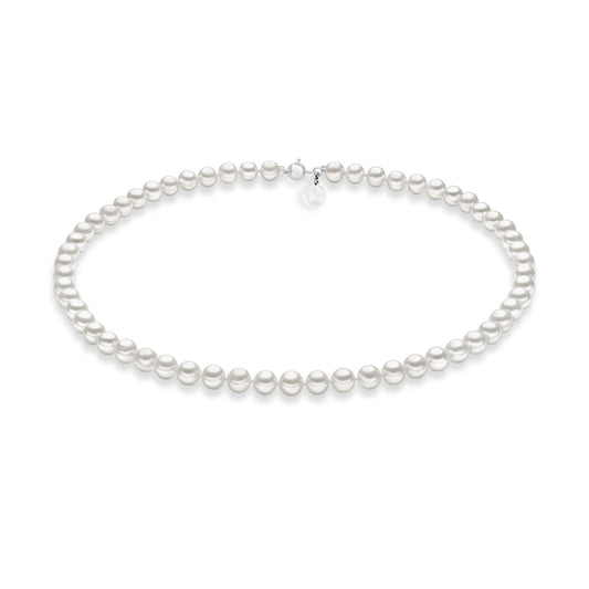 Collana girocollo Comete oro bianco perle coltivate 6/6,5 mm MISURA UNICA