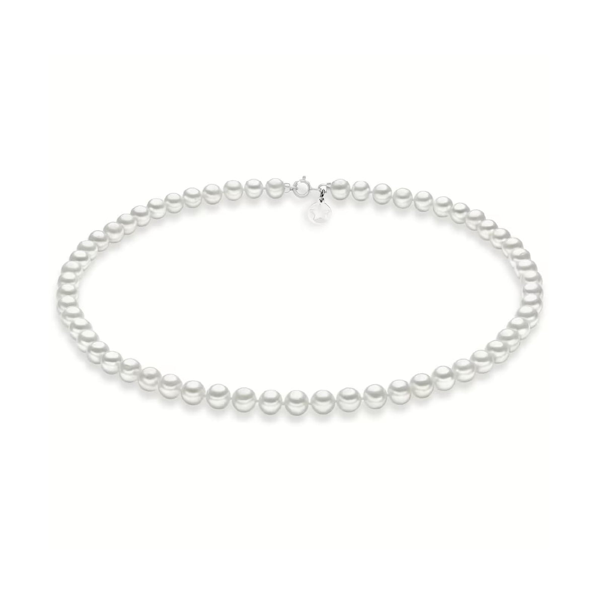 Collana Comete in oro bianco con perle coltivate 3,5/4 mm MISURA UNICA