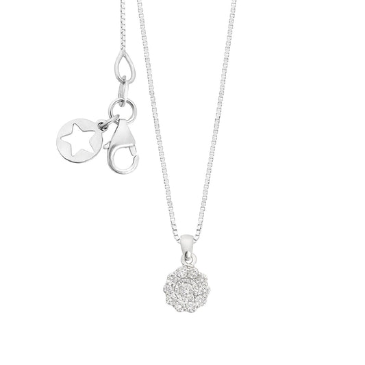 Collana girocollo Comete in oro bianco 9kt e diamanti 0,10 ct MISURA UNICA
