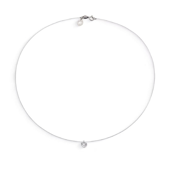 Collana girocollo Comete in oro bianco 9kt e diamante 0,075ct MISURA UNICA
