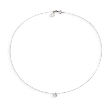 Collana girocollo Comete in oro bianco 9kt e diamante 0,075ct MISURA UNICA