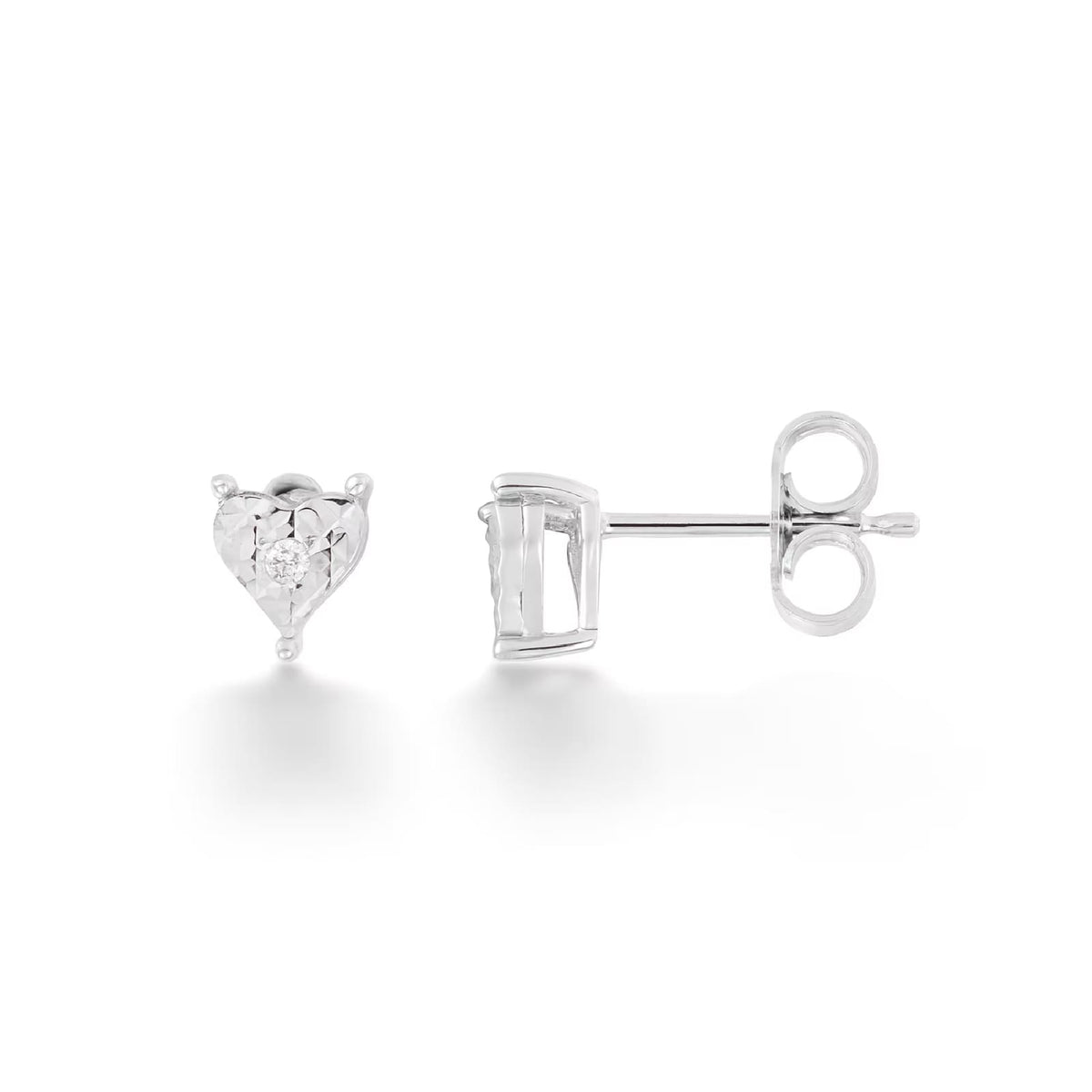 Orecchini Comete in oro bianco 9kt e diamante 0,02ct cuore MISURA UNICA