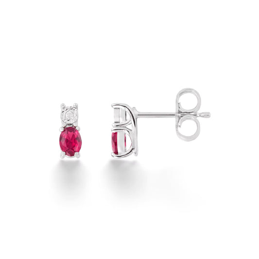 Orecchini a lobo Comete in oro bianco con rubini 0,36ct MISURA UNICA