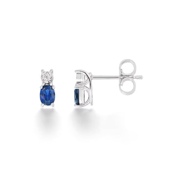 Orecchini a lobo Comete in oro bianco con zaffiri blu 0,40ct MISURA UNICA