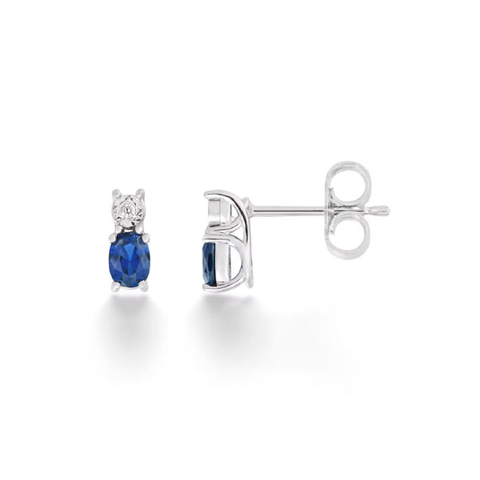 Orecchini a lobo Comete in oro bianco con zaffiri blu 0,40ct MISURA UNICA