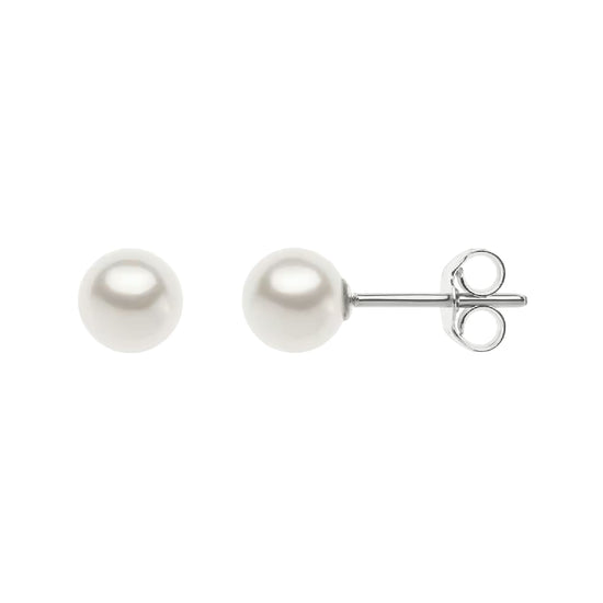 Orecchini lobo Comete in oro bianco 9kt e perle Ø3/3,5 MISURA UNICA