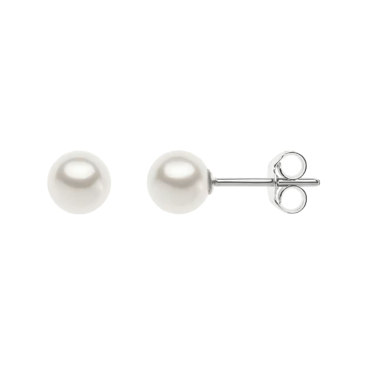 Orecchini lobo Comete in oro bianco 9kt e perle Ø3/3,5 MISURA UNICA