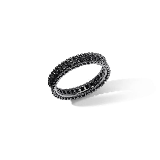 Anello Comete We Are unisex in argento rutenio e zirconi neri 13