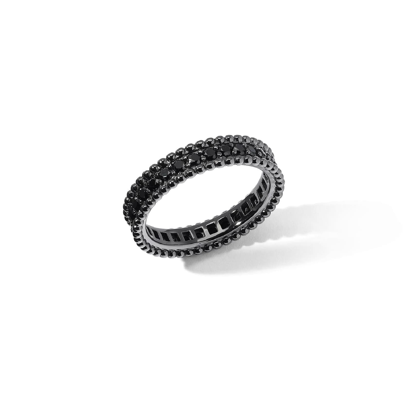 Anello Comete We Are unisex in argento rutenio e zirconi neri 13